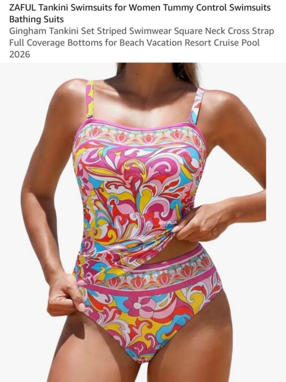 ZAFUL Women's Colorful Paisley Two Piece Swimsuit size L